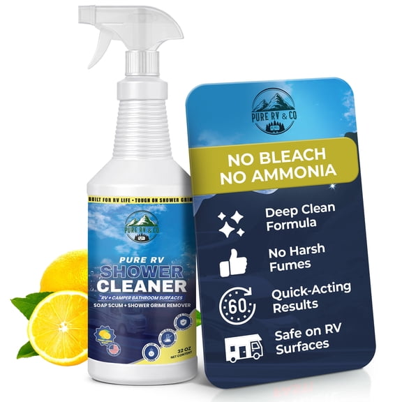 Pure RV Shower Cleaner Spray, Bleach-Free, Citrus Scent, 32oz