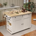 thumbnail image 1 of EDTara Kitchen Island Cart With Wheels, 47.2" Rolling Unit With Drop Leaf, Built-In Charging Station, Drawers and Spice Rack, 1 of 7