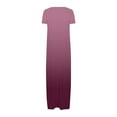 thumbnail image 5 of Ecqkame Women's Summer Maxi Dress Casual Round Neck Short Sleeved Vacation Sundress Solid Color Beach Dresses with Pockets 02-Pink M, 5 of 5