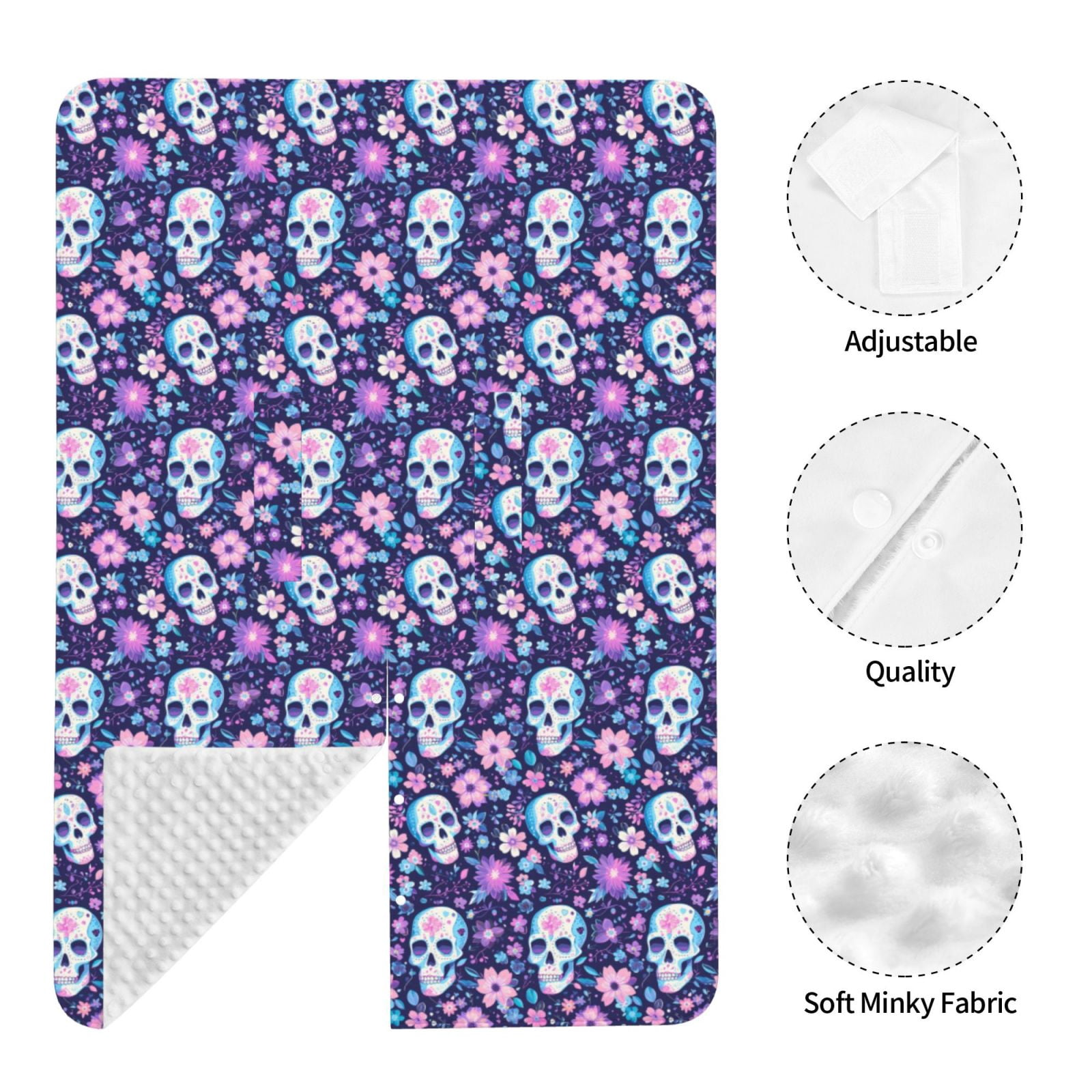 Naloa Skull Purple Flower Baby Car Seat Cover, Breathable Baby Carrier Cover, Multiuse Baby Carrier Cover & Nursing Breastfeeding Cover