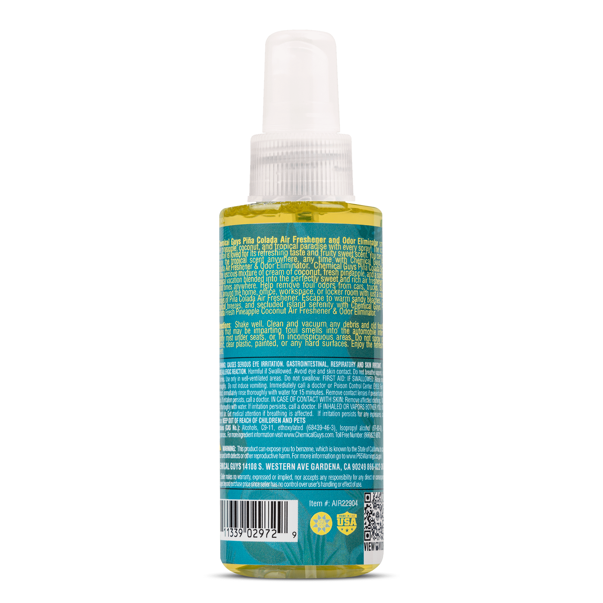 Chemical Guys Pina Colada Scent Air Freshener and Odor Eliminator 4 Ounce