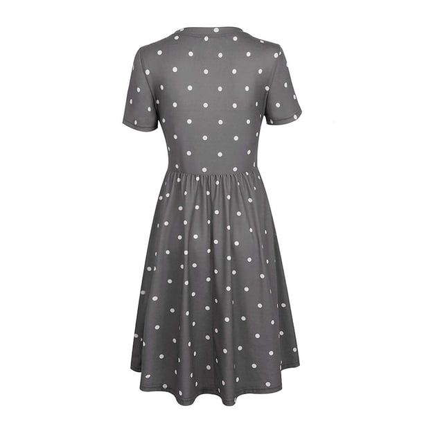 Qarigey Vestido de mujer Vestido de mamá de punto de manga corta de tela de alimentación de enfermería Prendas para la parte del cuerpo Gris M Qarigey AP001831-07