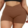 thumbnail image 4 of Womens Casual Seamless Sport Shorts Solid Color High Waist Stretch Yoga Short Pants, 4 of 6