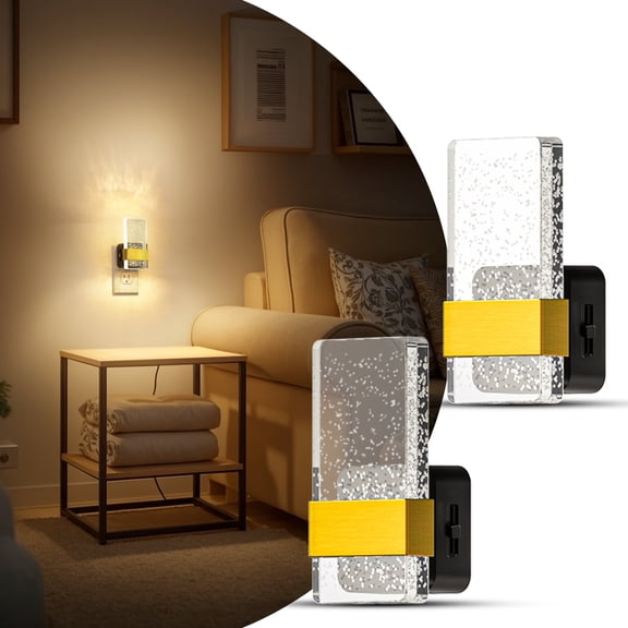 Set of 2 Black & Brass 3000K Dimmable Nightstand Light