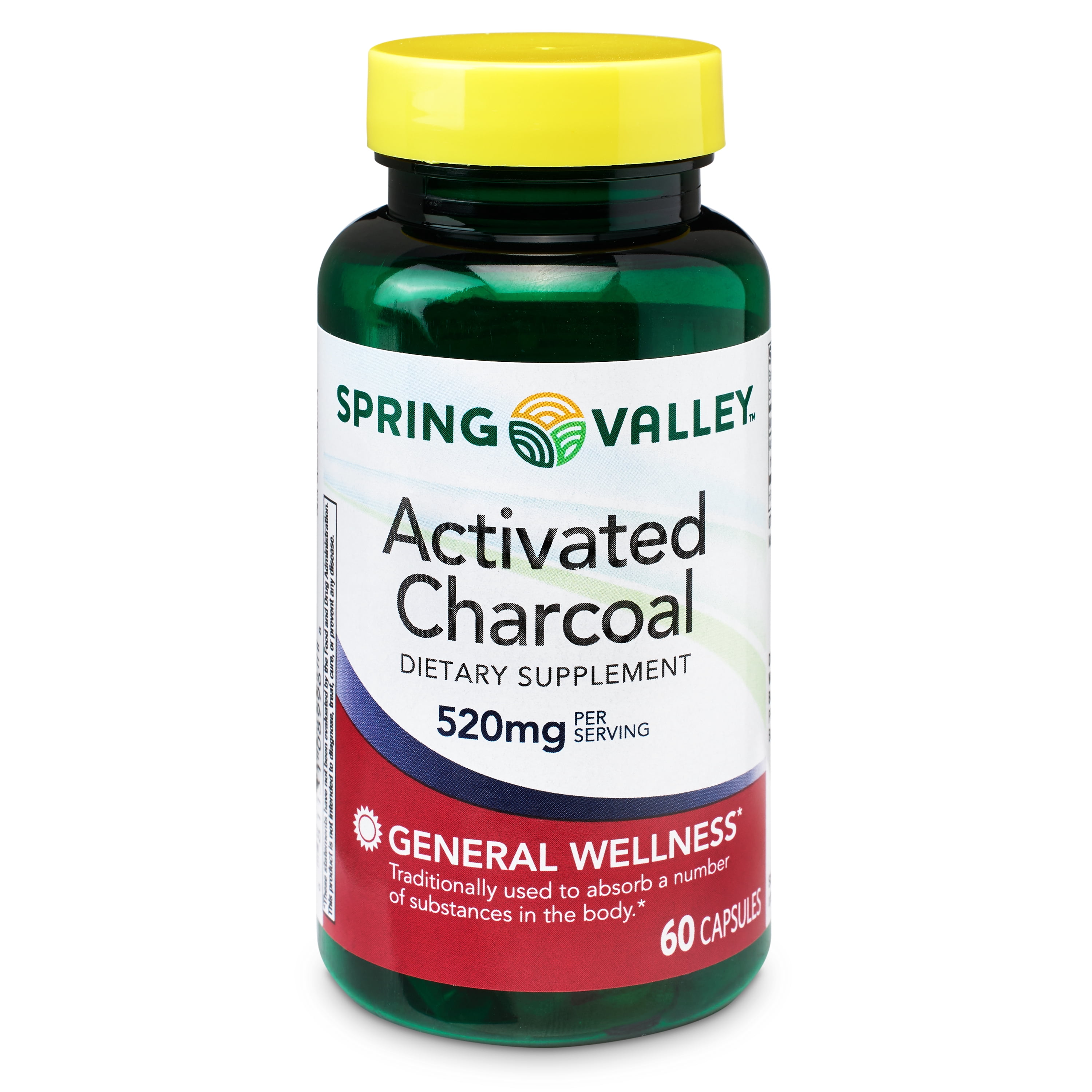 Spring Valley Activated Charcoal Capsules, 520 mg, 60