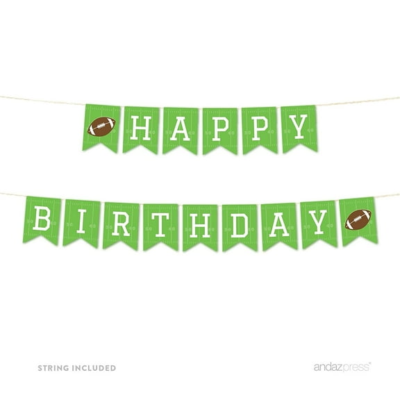Birthday Hanging Pennant Party Banner with String, Happy Birthday!, Football Touchdown! Party, 5-Feet, Includes String