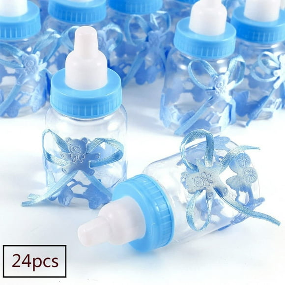24 x Blue Baby Candy Boy Box Bottle Baby Shower Baby Shower Gift Box Party Baptism Gift Pack (Blue)