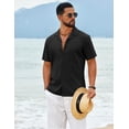 thumbnail image 2 of COOFANDY Men's Cotton Shirts Short Sleeve Button Down Shirts Casual Beach Summer Cuban Collar Shirt, 2 of 6
