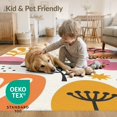 thumbnail image 4 of ODIKA 6'x9' Playful Multicolor Palette Botanical Washable Area Rug Retro Inspired Floral and Leaf Patterns for Dining Room, Under Table, Office Décor, Non-Slip Chair-Friendly, 4 of 7