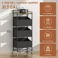 thumbnail image 6 of 3-Tier Laundry Hamper Sorter with Wheels, 120L Vertical Rolling Laundry Basket Organizer Cart, 3 Section Laundry Sorter with Shelf for Small Space, Laundry Room, Bathroom, Bedroom, Dorm, Closet, 6 of 7