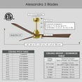 thumbnail image 6 of Matthews Fan Company AK-BRBR-WN-56 Alessandra 56” Brushed Brass Ceiling Fan with 3 Walnut Blades, Remote Control, Indoor/Outdoor Wet Rated, 6 of 6