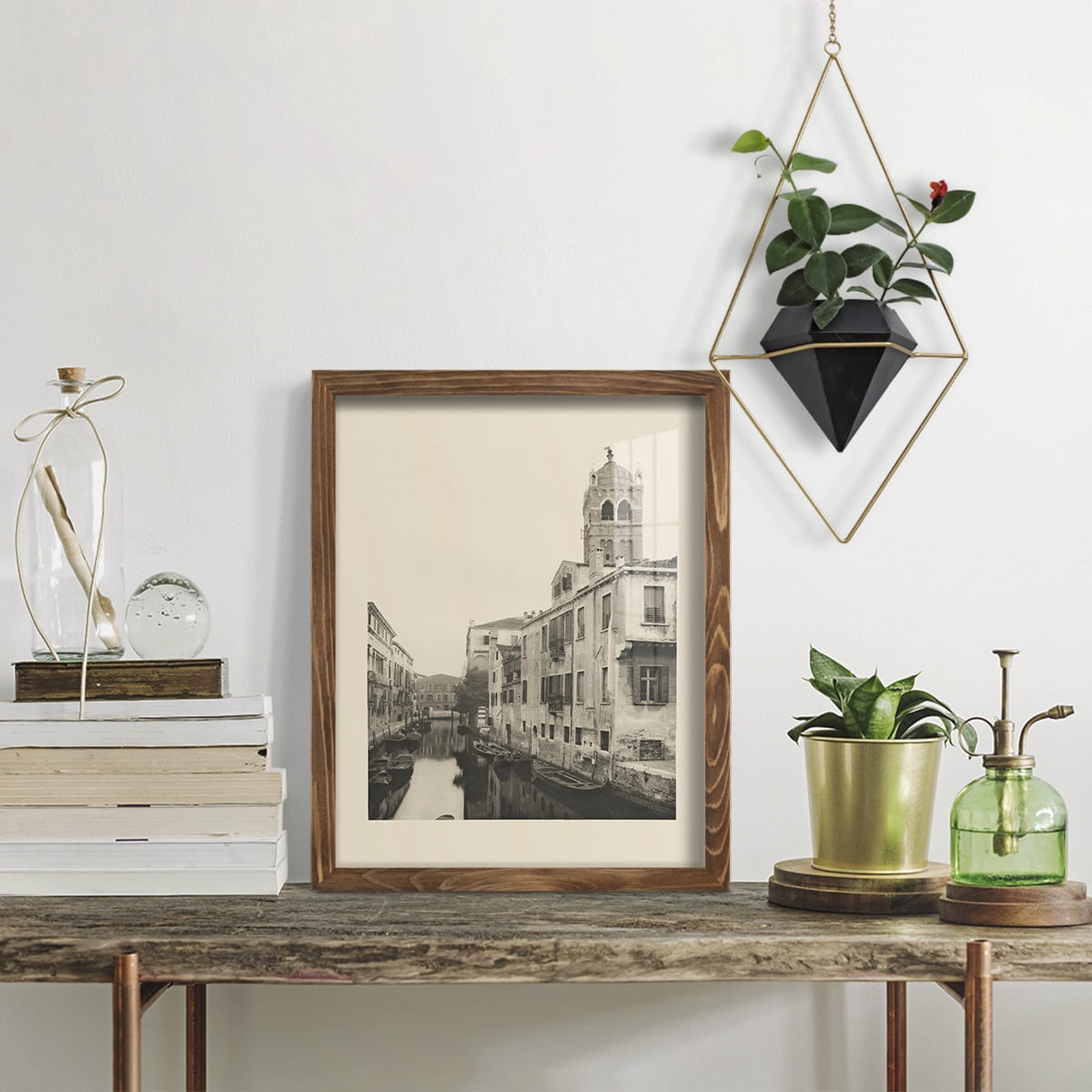 Vintage Views of Venice VII - Framed Print w/glass - Walnut