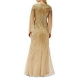 thumbnail image 2 of Aidan Mattox Women's Gold Sequined V-Neck Bell-Sleeve Gown Size 6 B4HP $595, 2 of 4