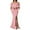 Pink, variant on WXLWZYWL Summer Dress 2023 Clearance Women'S Solid Color Long Dress off Shoulder Slim Fit Split V-Neck Dress Pink