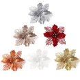 thumbnail image 2 of Glitter Poinsettia Flores Decoración De Navidad Flores Artificiales Reutilizables Advancent HA044565-02, 2 of 6