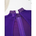 thumbnail image 6 of Alvivi Girls Shiny Diamond Hollow Back Figure Ice Skating Dress Long Sleeve Mesh Splice Ballet Dresses Purple 14, 6 of 7