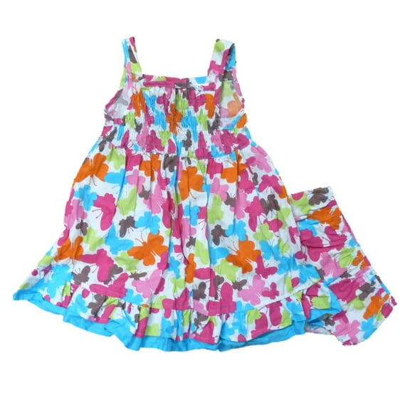 Sweet Infant & Toddler Girls Pink & Blue Butterfly Ruffled Dress Sundress 24m