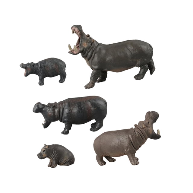 Esquirla 5 Pieces African Hippopotamus Birthday Gift Educational Toy Animals Figurine