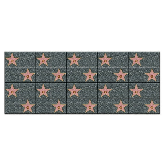 Party Central Star Walk of Fame Photo Wall Backdrop - 30' - Pack of 6 - Gray and Red