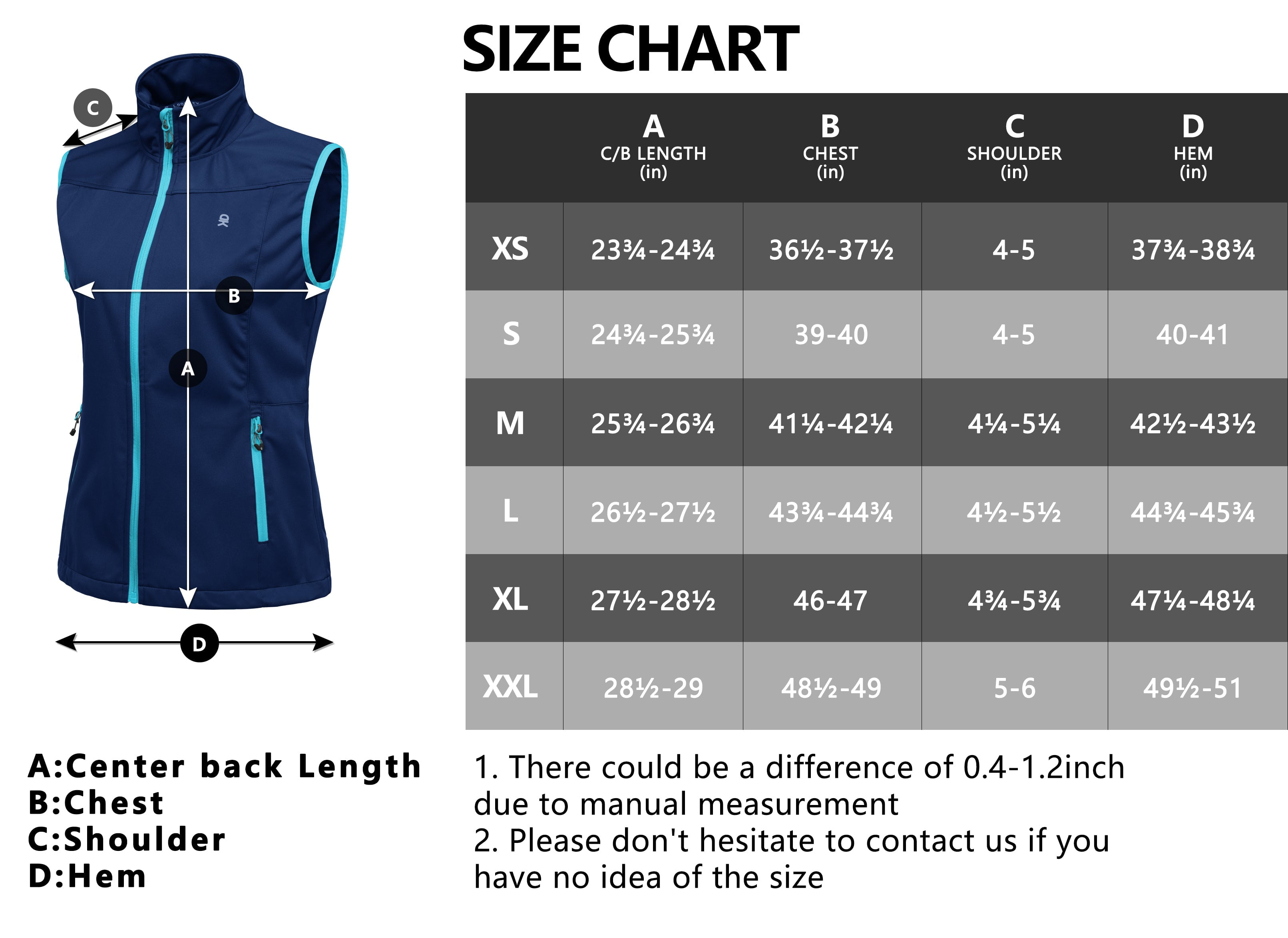 Little Donkey Andy Women's Lightweight Softshell Vest, Windproof Sleeveless Jacket for Running Hiking Travel, Blue M
