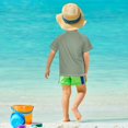 thumbnail image 4 of FORMRS Boys Rash Guard with Short Sleeves UPF 50+ Swim Shirts Sizes 3-12T, Retro Green Abstract, 4 of 6