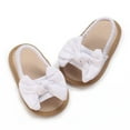 thumbnail image 4 of Ticikt Baby Girls Sandals Summer Shoes Solid Bow Beach Shoes Outdoor First Walker Toddler Girls Shoes for Summer,Color:White,Size:0-6 Months, 4 of 7