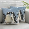 thumbnail image 3 of Orinice Penguins Snow Cute Graphic Decorative Cushion Throw Pillow Cover Short Plush Winter High-Quality 1PC 12x12in, 3 of 5