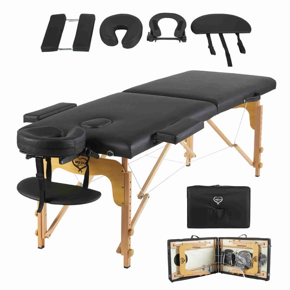 Cama de Masaje MEDU Color Negro - Profesional, Plegable y Fácil de Transportar