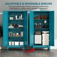 thumbnail image 2 of Elegant 61''H Blue Farmhouse Metal Pantry Cabinet with 3 Adjustable Shelves,Metal Storage Cabinet,Kitchen Storage Cabinet for Kitchen,Dining,Office, 2 of 7