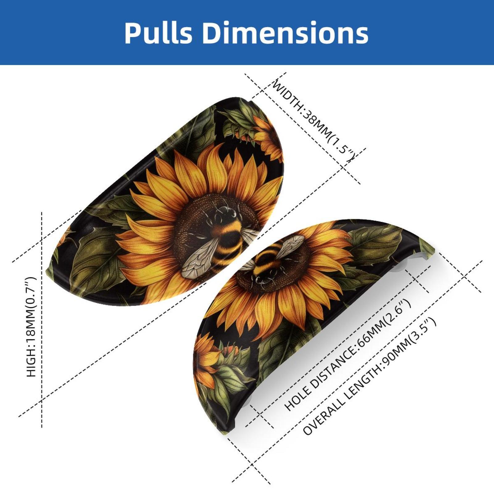 PhooArto 6 Pcs Cup Drawer Pulls, Sunflowers Bee Pattern Shell Shape Handles Cabinet Knobs for Dresser Cupboard Closet Wardrobe with Screws