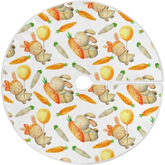 FMSHPON Cute Rabbits Eggs Xmas Christmas Tree Skirt Stand Mat for Holiday Party Decoration Indoor Outdoor 36 inches