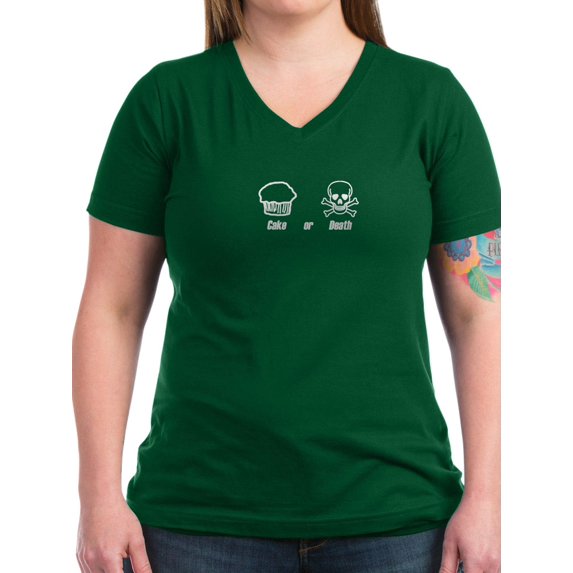 CafePress - Cake Or Death T Shirt - Women's V-Neck Dark T-Shirt