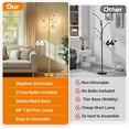 thumbnail image 3 of ZEN Dimmable Boho Floor Lamp - 3 Light Farmhouse Rattan Floor Lamp for Living Room, Industrial Tree Floor Lamps with 3 X 6W LED Bulbs, Rustic Standing Tall Lamp for Bedroom, 68", White, 3 of 14
