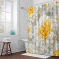 thumbnail image 5 of Yellow Floral Fabric Shower Curtain Spring Flower Washable Shower Curtains for Bathroom, Waterproof Bath Curtain with Hooks Home Decor 72x72in, 5 of 8