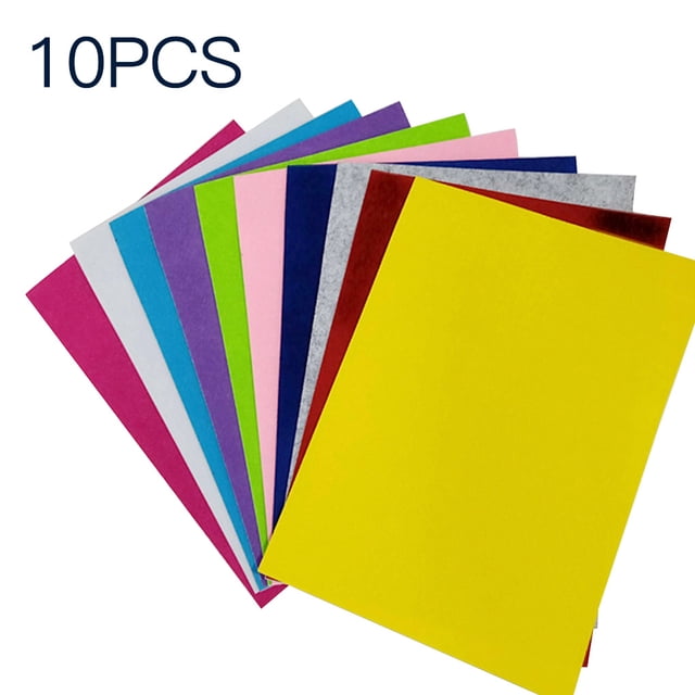 Autoadhesivo A4 paño de fieltro niños preescolar artesanía DIY tela de fieltro 10 colores 10 Piezas Eigraketly HA5326-00B
