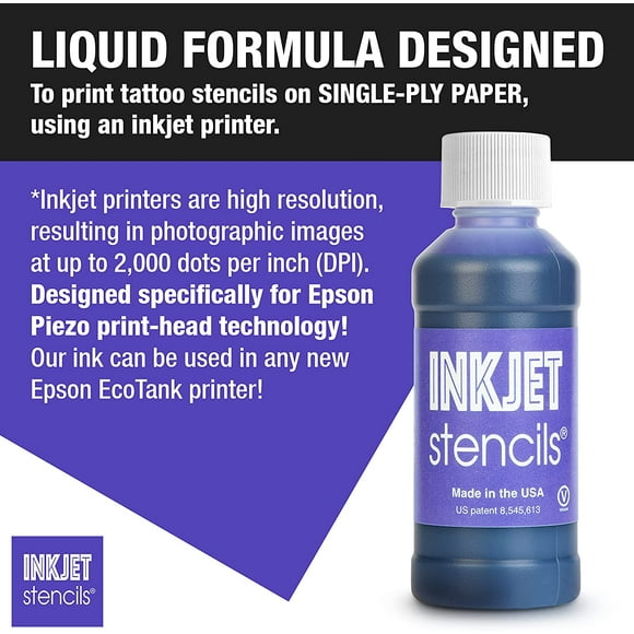Tattoo Inkjet Stencil Ink - Revolutionary Stencils Printer Ink for Tattoos - 4 Oz Bottle