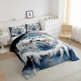 thumbnail image 3 of White Wolves Comforter Set Queen Size,Wild Wolf Jungle Animal Winter Snowy Bedding Set 3 Pcs for Teens Adults,Tribal Dreamcatcher Feather Blue White Down Comforter,2 Pillowcases, 3 of 6