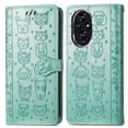 thumbnail image 2 of Funda Cartera FOXDOCK para Honor 200 Pro , Flip PU con Relieve de Gatos y Perros, Tarjetero y Soporte, 2 of 6
