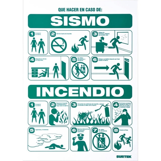 Letrero Sismo Incendio Proteccion Civil 1 Pieza 25x36 Surtek SURTEK SES49