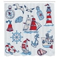 thumbnail image 3 of Ambesonne Cartoon Shower Curtain, Nautical, 69"Wx75"L, Blue Red, 3 of 5