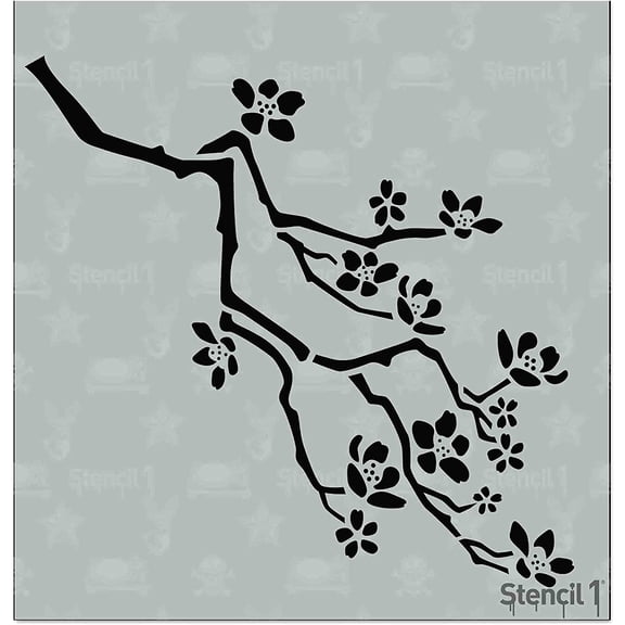 Stencil1 Cherry Blossom Wallpaper Pattern Stencil - Allover Wallpaper Effects - 11" x 11”