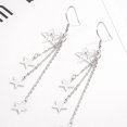 thumbnail image 6 of HEVIRGO Woman Glittering Star Mid-length Tassel Hook Earrings Jewelry Accessories Gift Copper White, 6 of 8