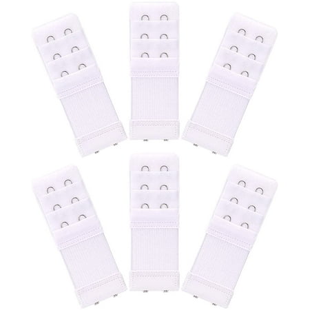 6 Pieces Women's Soft Comfortable Elastic Bra Extenders Bra Extension Strap 2 Hook 3 Row Lady's