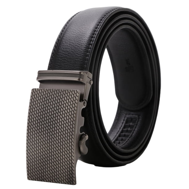 Sonducket Cinturón de negocios de cuero sintético elegante negro - Resistente al desgaste para trajes Cinturón automático Hombres para Cinturones Plata 125cm