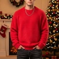 thumbnail image 2 of Ceisia Men's Solid Fuzzy Crew Neck Long Sleeve Knit Sweater Casual Warm Winter Pullover Top Gift, 2 of 6