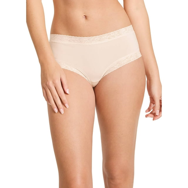 Jockey Culotte Hipster en Microfibre à Dentelle Extensible Douce