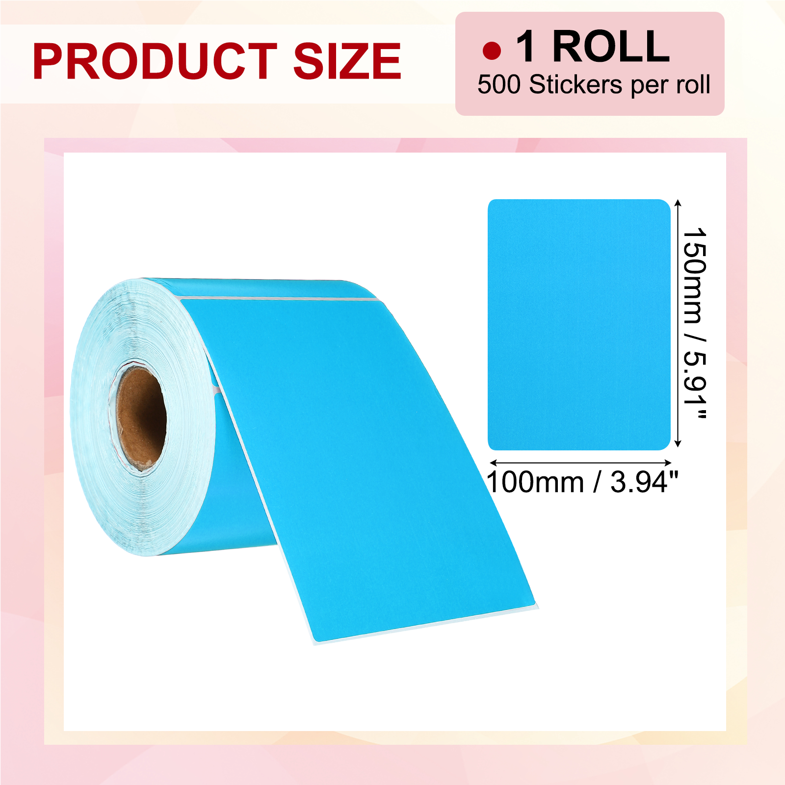 Uxcell 500Pcs Thermal Labels 3.94x5.91" Thermal Printer Labels Stickers Self Adhesive Tags Rectangle Paper Roll Small for Printer Shipping Label Mailing UPS Barcode Address Blue