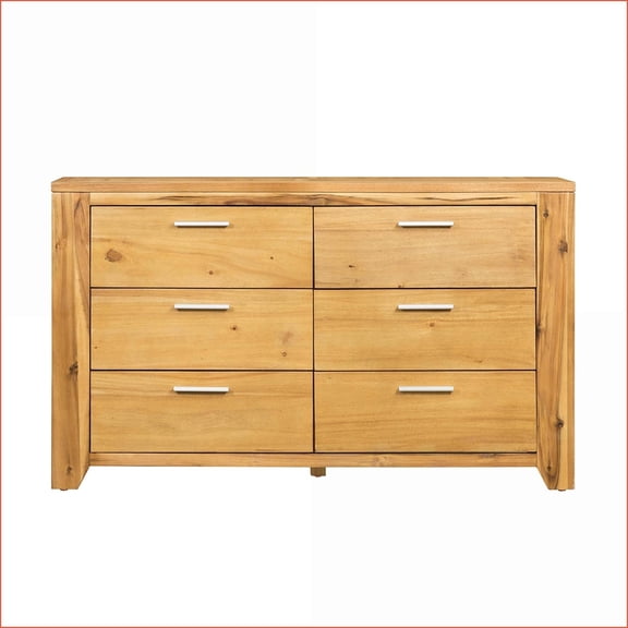 Dressers | 6-Drawer Storage Dresser | 53x17x31.5 Inches | Solid Wood+MDF