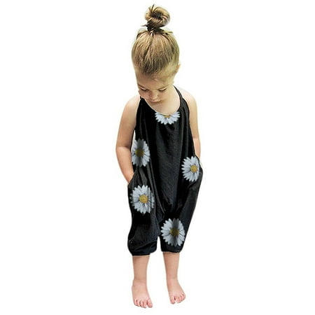 

Simplmasygenix Children s Day Baby Romper Clearance Children s Clothing Summer Girls Sunflower print Sling Halter Jumpsuit