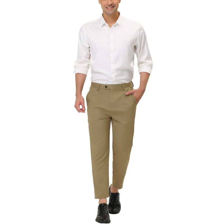 Lars Amadeus Men's Formal Cropped Pants Solid Color Flat Front
